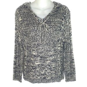 2/$25💥 Anthropologie Paper Crane V Neck Tie Front Hooded Sweater Sz M